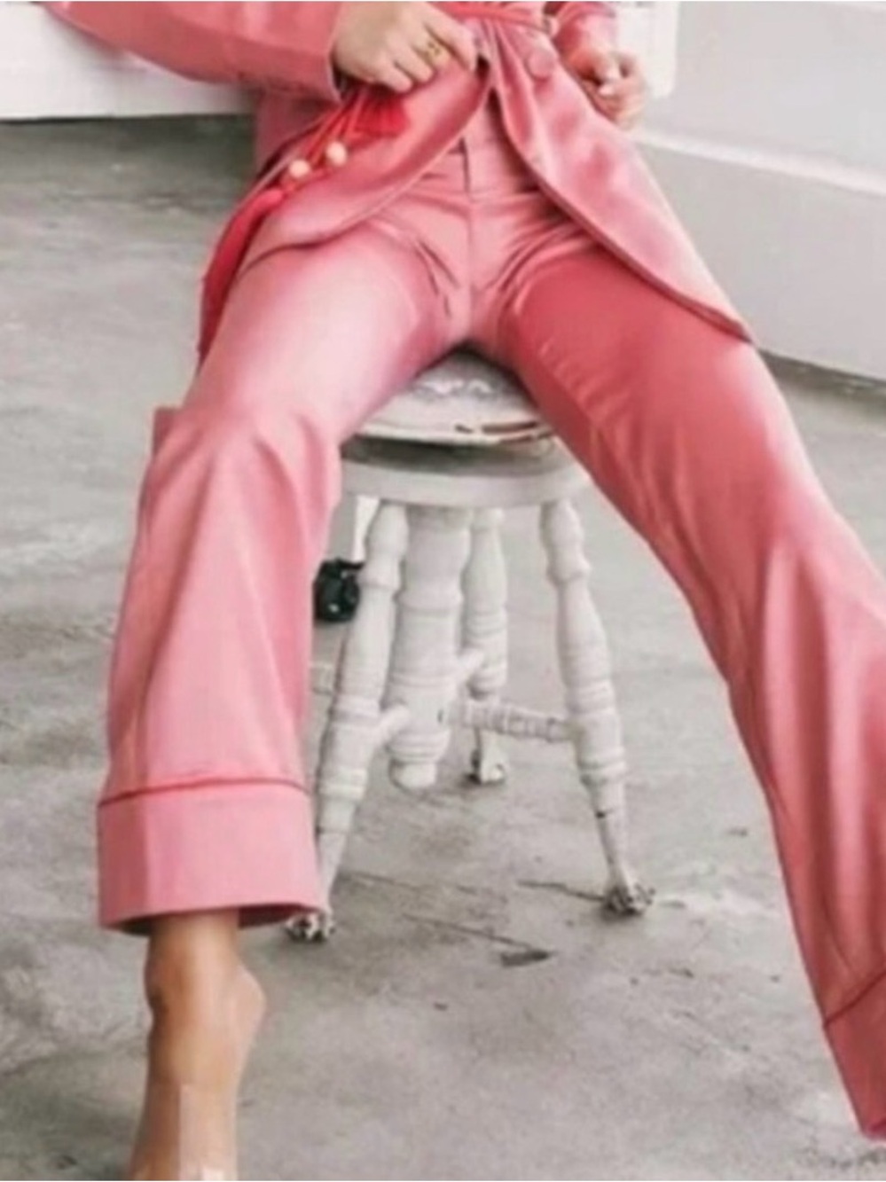 Women's Pink Tailored Boot-Cut Trousers